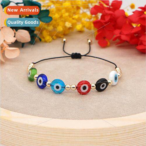 2021 summer new acrylic gold bead bracelet glazed evil eye e