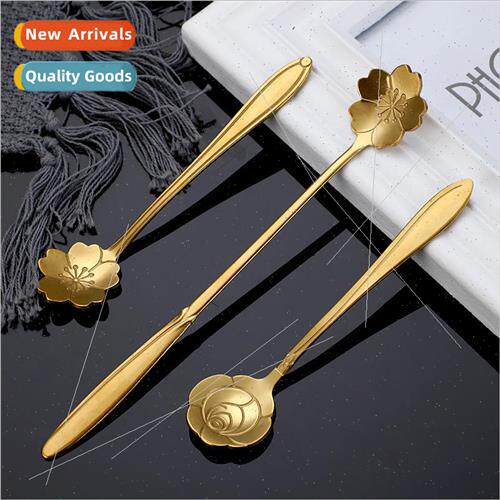 Stainless Steel Spoon Creative Japanese Golden Flower Spoon