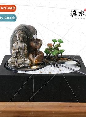 Desktop Buddha statue attracts wealth ornaments flowing foun
