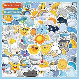 stickers handb weather cute 100 cartoon sun 适用ecast clouds