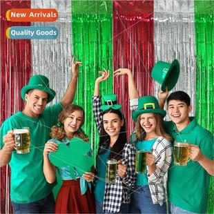 Splicing Rain Curtain Red Party Green Christmas Backdro lver