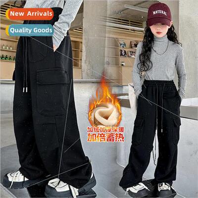 Girls pants winter one-piece padded two-wear leggings casual
