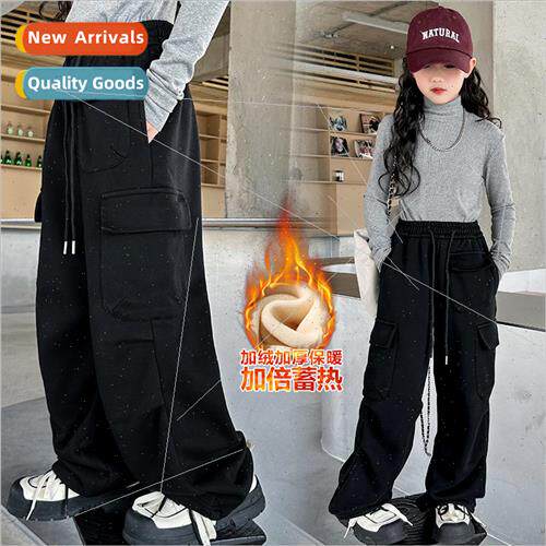 Girls pants winter one-piece padded two-wear leggings casual