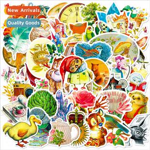 50 pcs vintage handbook series animal stickers journal mater