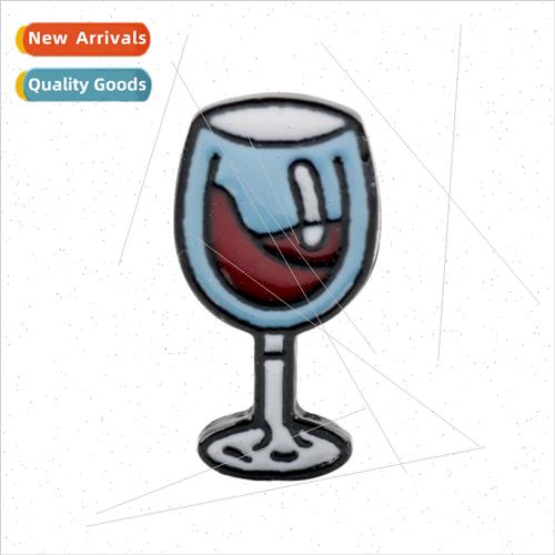 Creative red wine wine glass brooch pin cartoon badge cowboy