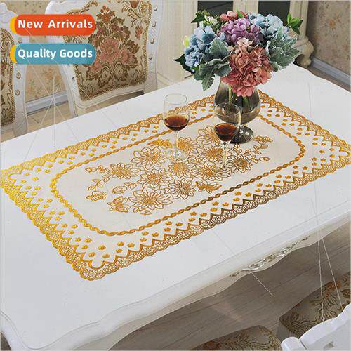 New  fabric hot gold PVC tablecloth waterproof anti-scald so