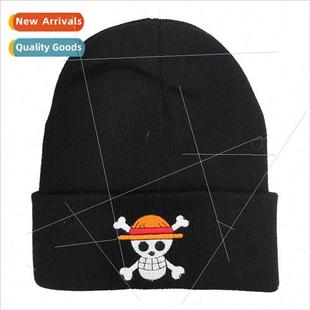 cartoon embroidery head King warm Set new cap Pirate knitted