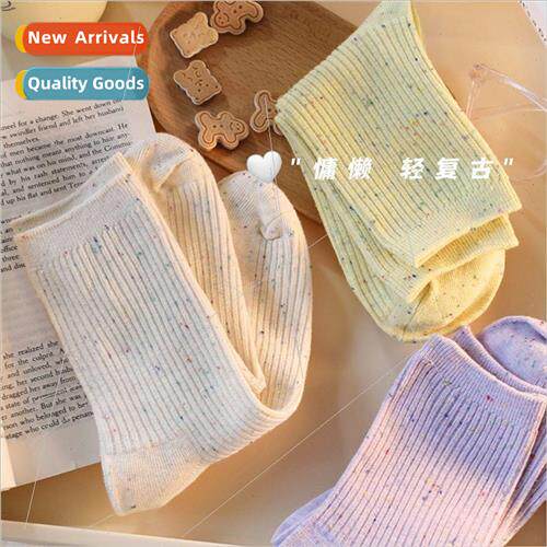 Japanese socks cute mid-calf student socks dot yarn spaghett