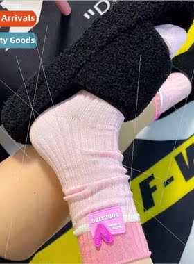 2023 spring and summer new thin socks women striped pink lon