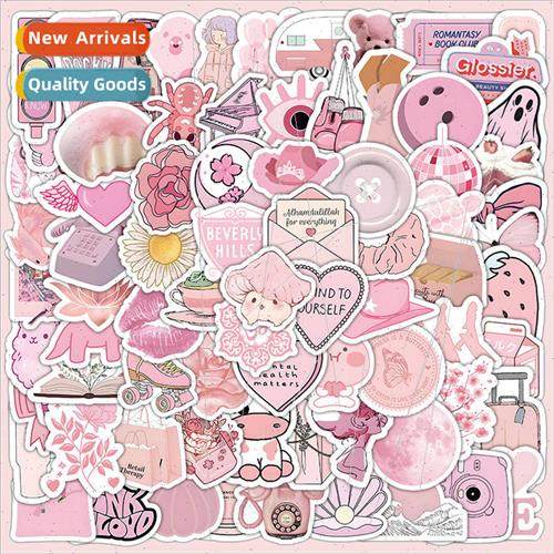 100 pink small fresh stickers ins simple objects handbook ph