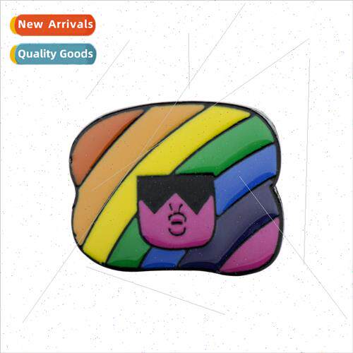Creative personalized colorful hair woman oil drop brooch ca