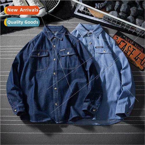 Cowboy shirt men long-sleeved loose Korean nd mens handsome