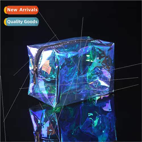 Laser PVC transparent cosmetic bag travel convenient dazzle