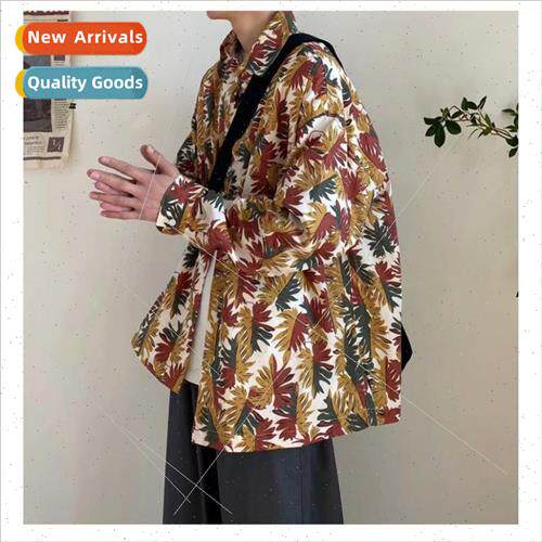 Autumn floral long-sleeved shirt mens spring and autumn 2021