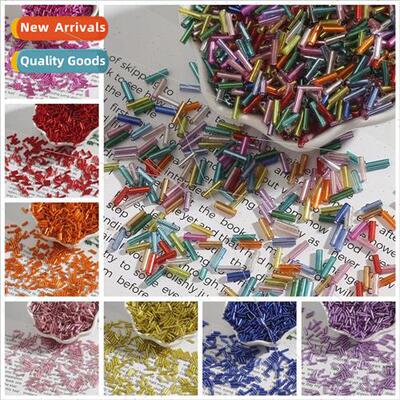 2*7mm silver tube beads glass rice beads handmade diy jewelr