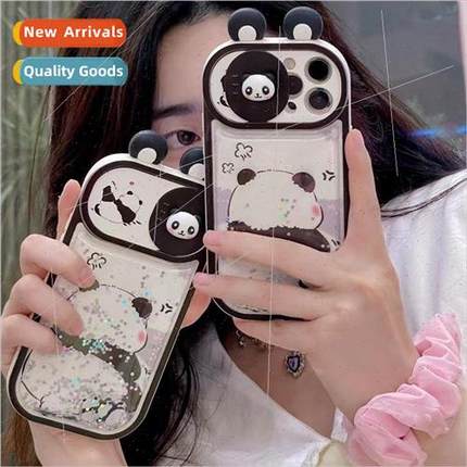 Cute fun quicksand cartoon panda 适用 iPhone15P push-pull le