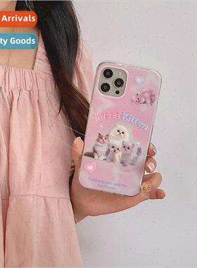 Pink color cute cat 适用 12ProMax niche female iPhone 13 pho