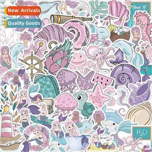 56pcs wave Ins girl  mermaid graffiti stickers luggage guita