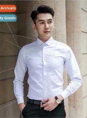 Spring and Autumn long-sleeved white shirt men Korean Slim s