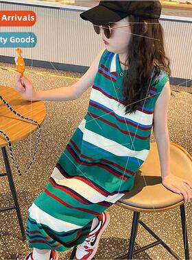 Girls summer dresses dressy middle and large children sleeve