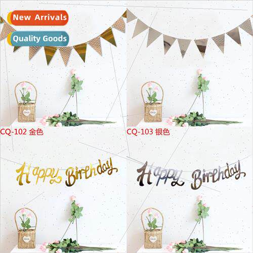 Golden letters birthday decoration triangle flag birthday pa