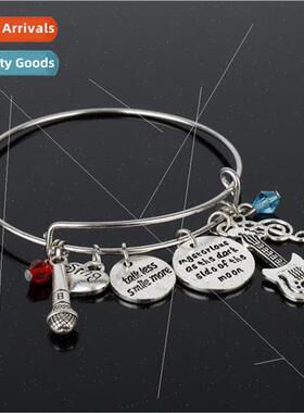 Jewelry Microphone Guitar Note Charms Bracelet Combo Bracele