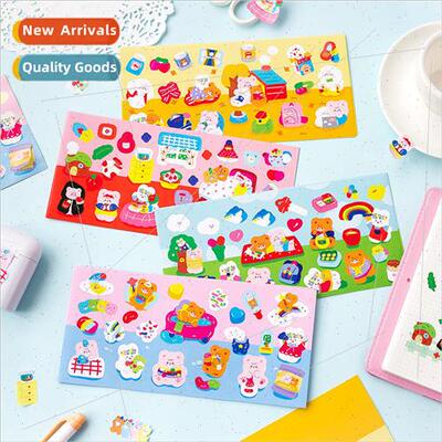 Milk ball rabbit and hamburger bear stickers ins  cute carto