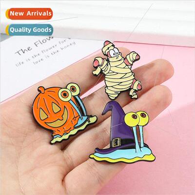 Creative Cartoon Pumpkin Magic Hat Snail Alloy Oil Drip Meta