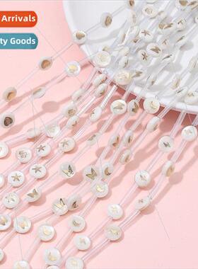 Freshwater pearl white double-sided hot gold flat round bead