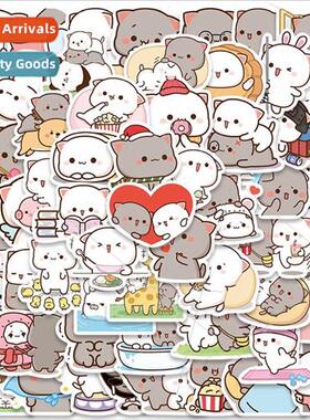 60 peach kitty cute cartoon doodle stickers suitcase noteboo