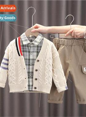 2023 Spring and Autumn Cardigan Pants Set Korean Woolen Jack