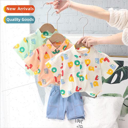 2023 Boys summer suit childrens cotton personalized printed