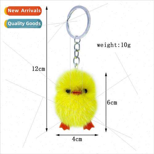 Ins real fox hair small yellow duck plush keychain pendant g