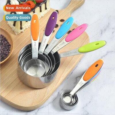 Stainless Steel Graduated Measuring Spoon licone Handle Meas