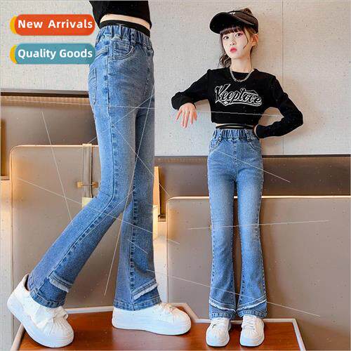 Autumn girls jeans 2023 new middle and large children fall f