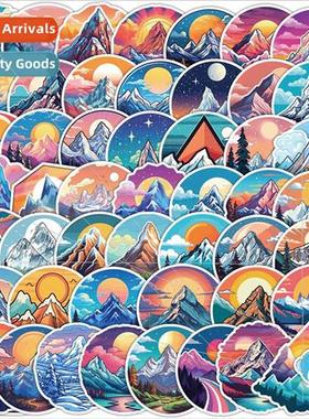 50 pcs of colorful snow mountain graffiti stickers hand with