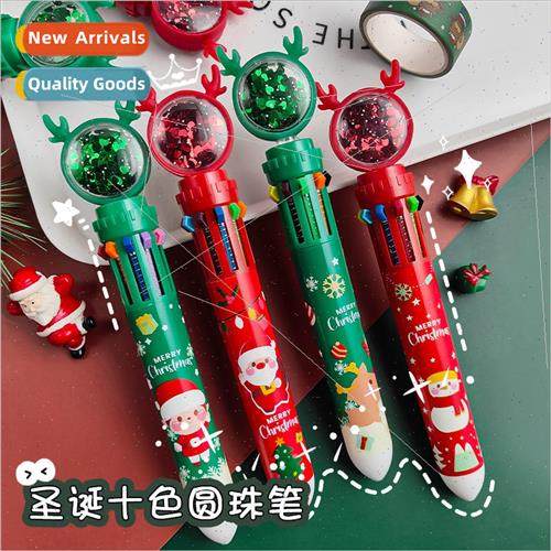 Christmas 10 colors ballpoint pen student press color pen te