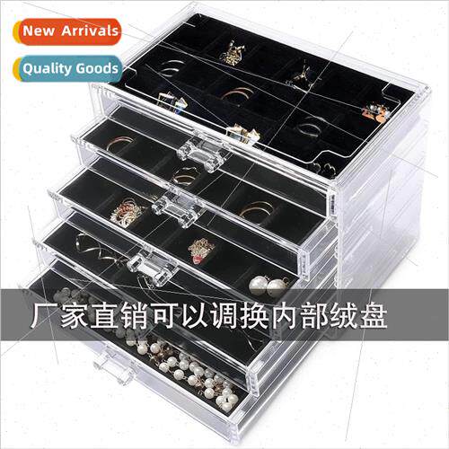 Black Acrylic Jewelry Box Earring Earring Ring Necklace Brac