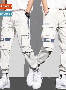 Work pants mens 2021 spring and fall hip-hop loose drawstrin