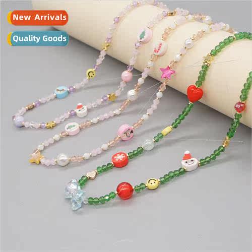 ins creative new soft ceramic snowman crystal handmade beade