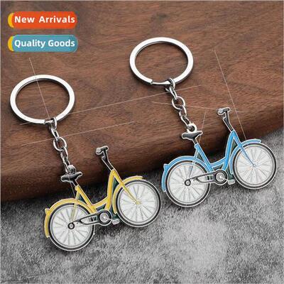 Fashion dynamic small bicycle metal keychain charm student b