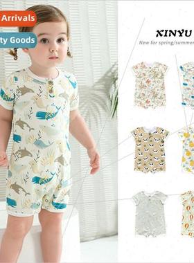 Summer short-sleeved baby onesie thin section of female baby
