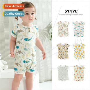Summer short-sleeved baby onesie thin section of female baby