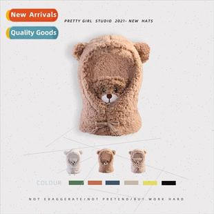warm scarf female Hat versatile bear simple thunderbolt cute