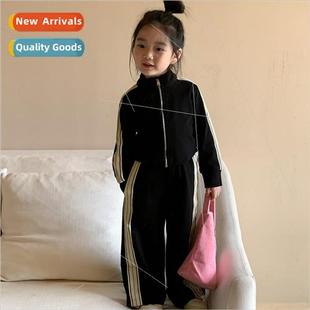 set stch new girl baby Korean sweater zipper girls fall 2023