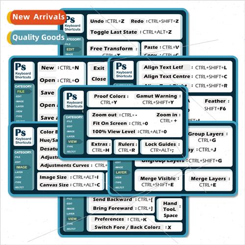 7pcs/pack shortcut stickers laptop quick reference keyboard