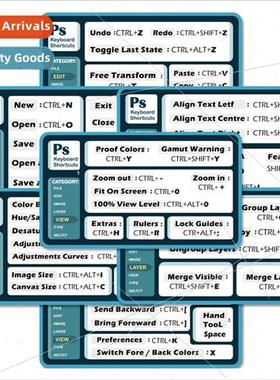 7pcs/pack shortcut stickers laptop quick reference keyboard