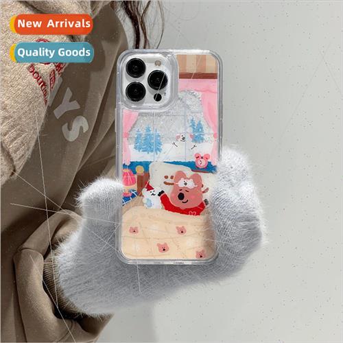 Winter Cute Snowing Persimmon Pepper Bear 适用 iPhone 13 Cas