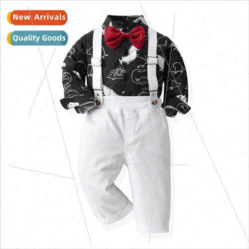 Spring and Autumn Childrens Suits New Dinosaur Printing Long