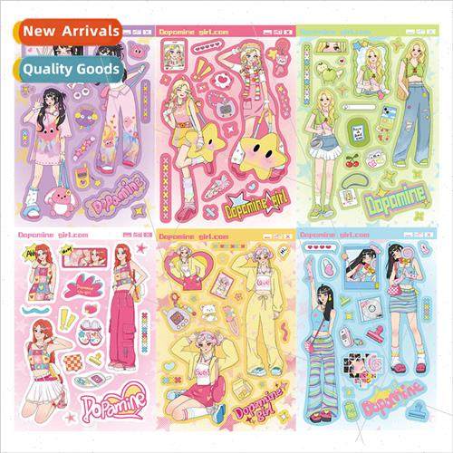 8 pcs dopamine girl wear girl series handbook material stick